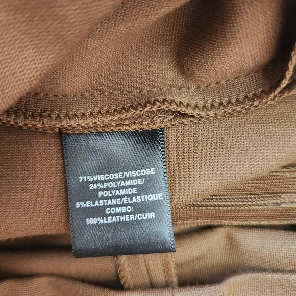 Lafayette 148 New York Sz 6 Dress Brown Genuine Leather Trim Pockets Sleeveless - Picture 11 of 12